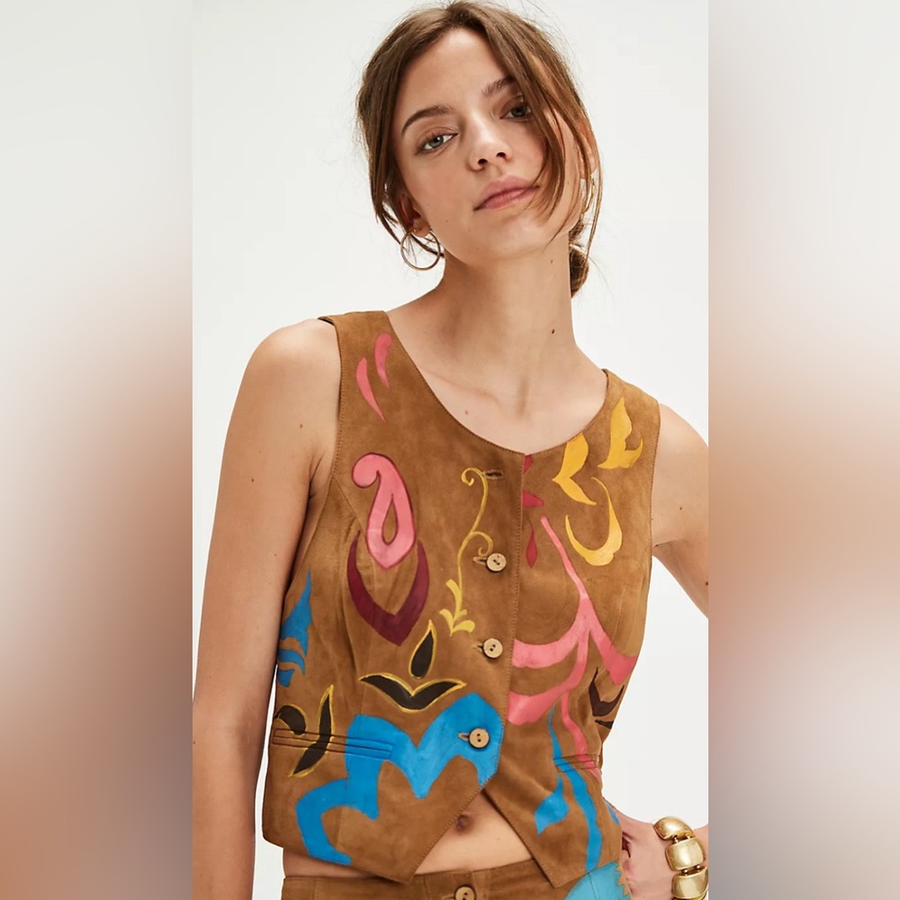 NWT FP Nigel Preston Hand-Painted Festival Waistcoat